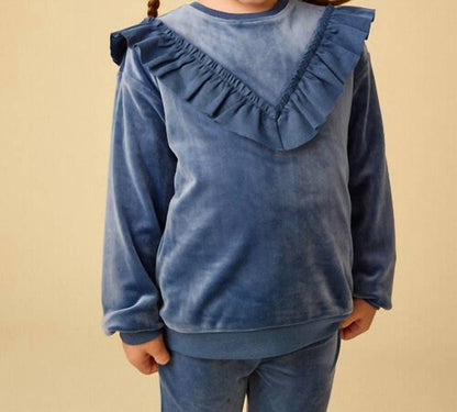 Girl's Velour Ruffle Tunic Top