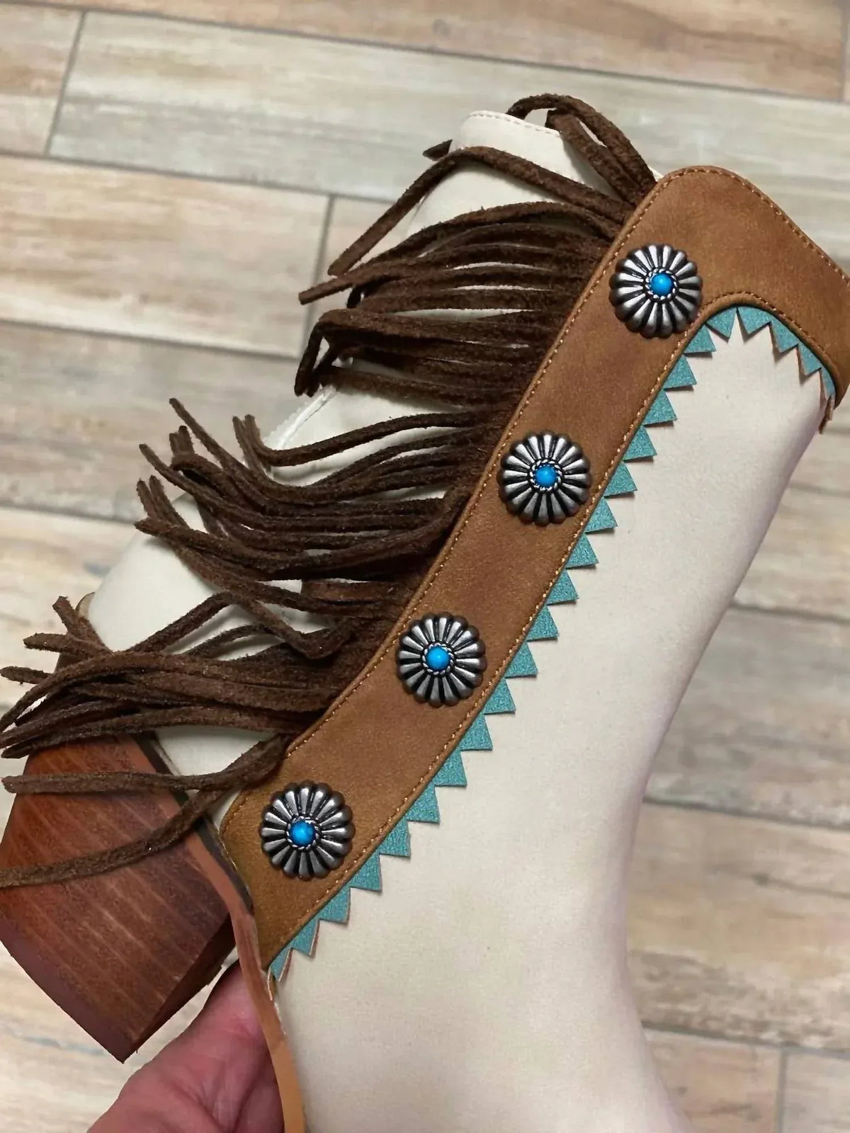 ARider - Women's Fringe Denim Boots With Conchos - Rack Hunt