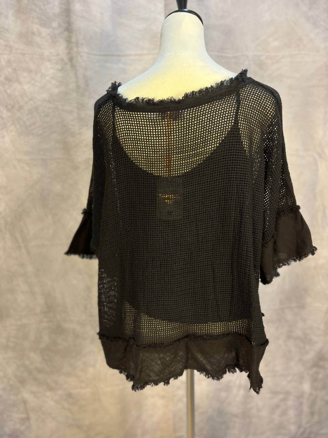 Urban Mangoz - Women's Fishnet Linen Trim Top W/ Tank Liner - Rack Hunt