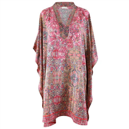 Fishbone Embroidery Kaftan Dress