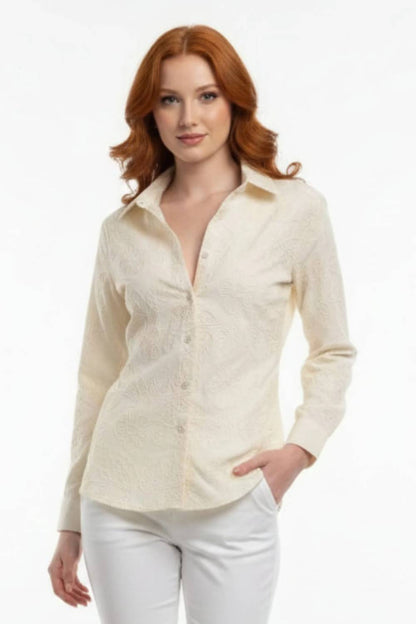 Floral Embroidered Button-down Shirt