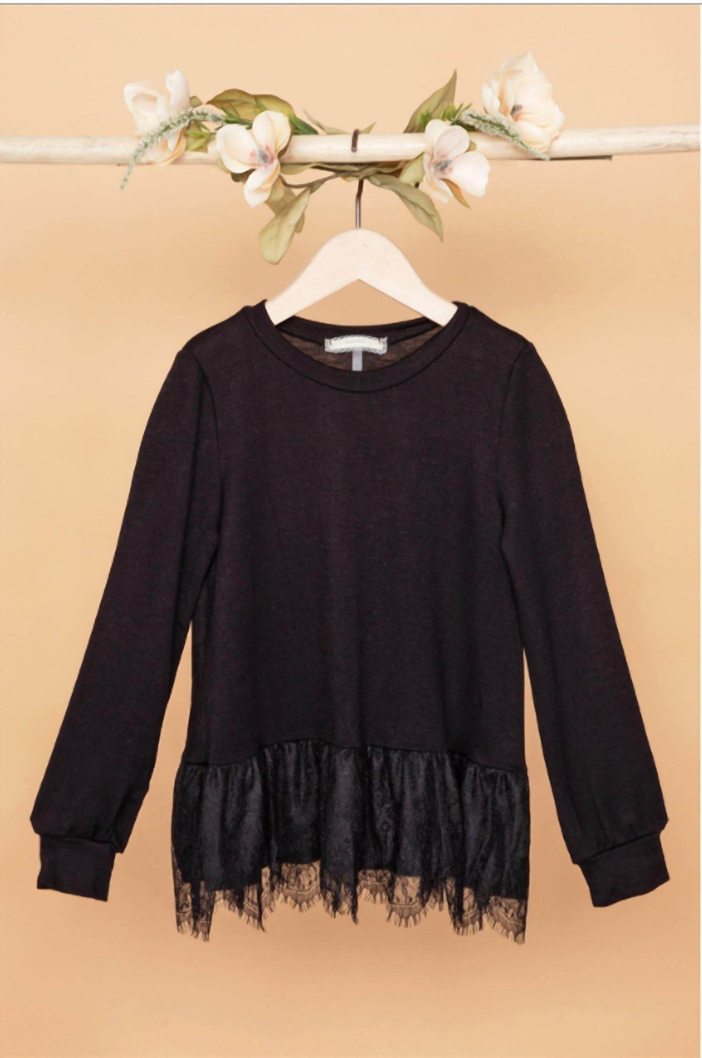 Soprano - Girls Knit Lace Hem Sweater - Rack Hunt -