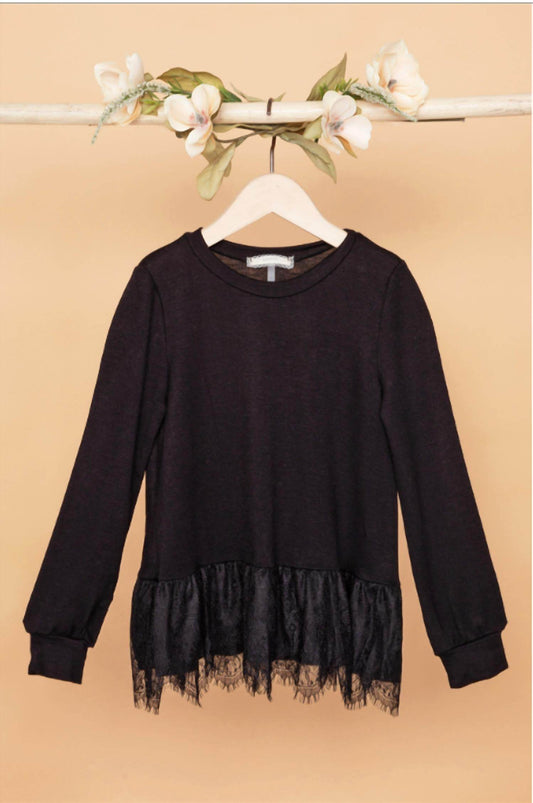Soprano - Girls Knit Lace Hem Sweater - Rack Hunt -