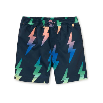 Boy's Rainbow Lightning Bolt Mid-length Swim Trunk