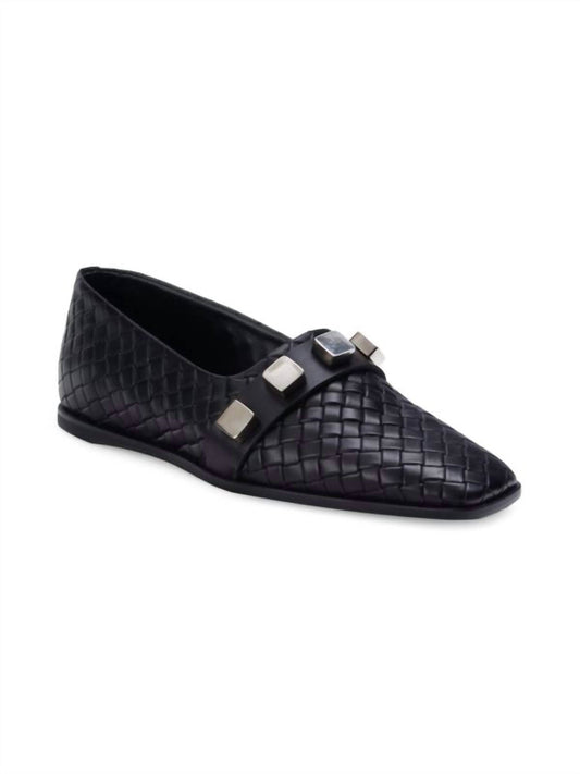 Costume National - Women's Studded Woven Leather Loafers - Rack Hunt -