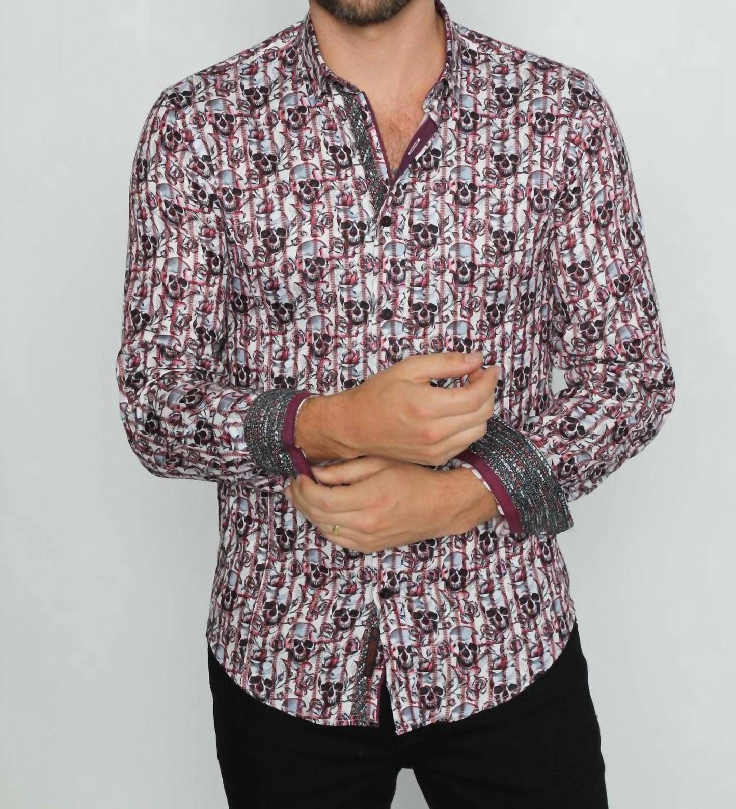 Skull And Rose Button Down Shirt
