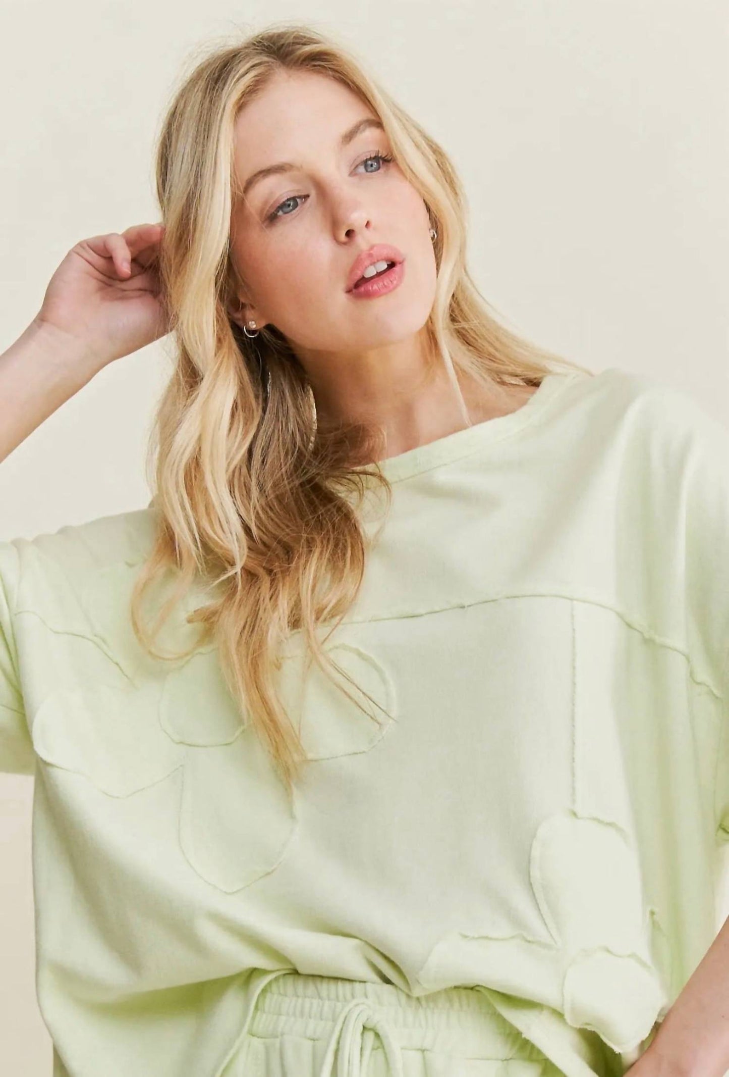 Cotton French Terry Double Flower Patch Top