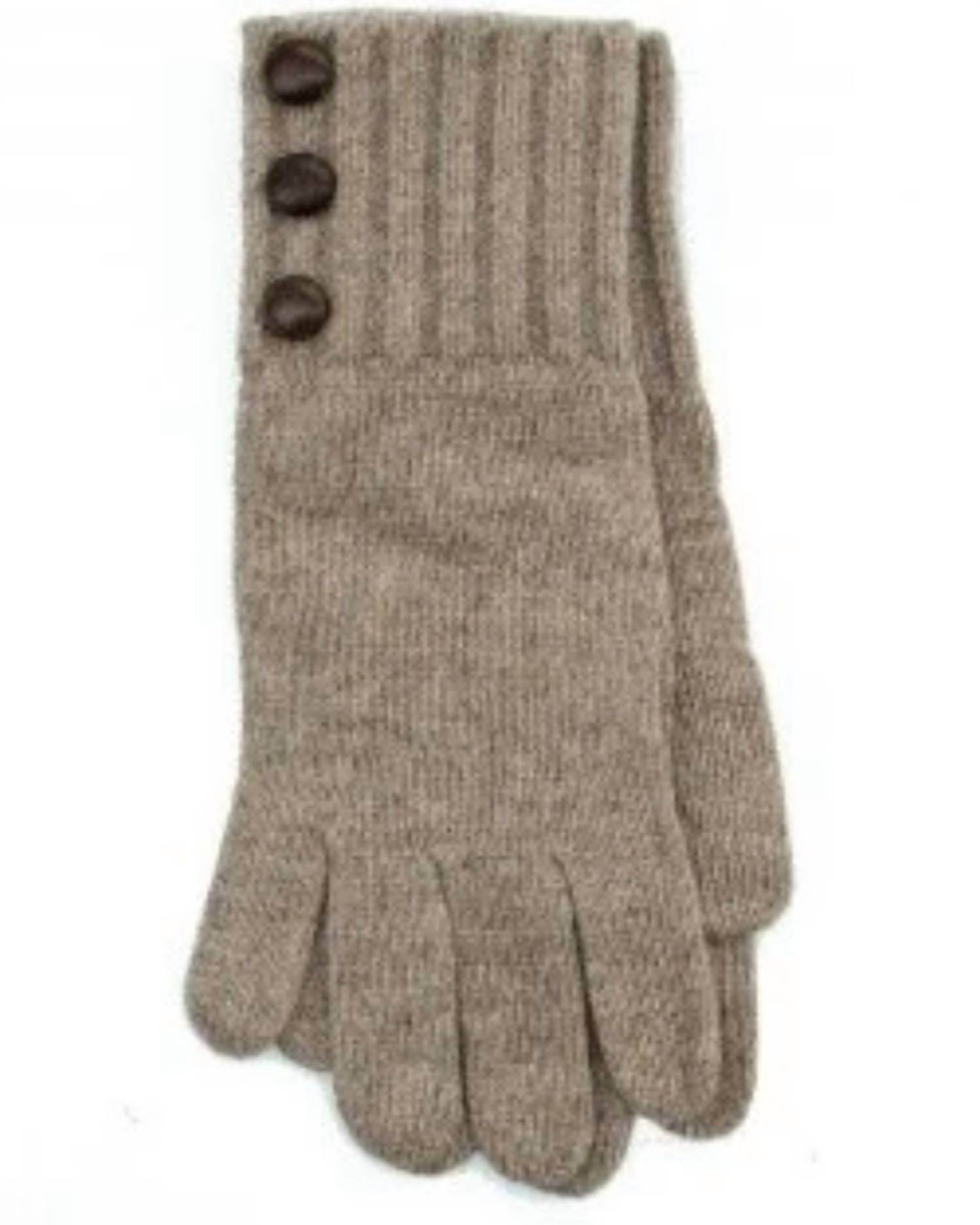 Portolano - Women's Ribbed With Leather Button Details Gloves - Rack Hunt