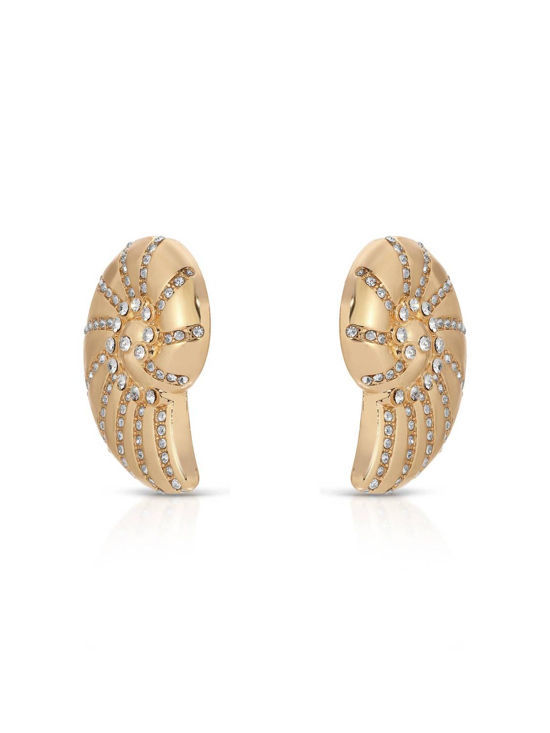 Crystal Studded Nautilus Shell Earrings