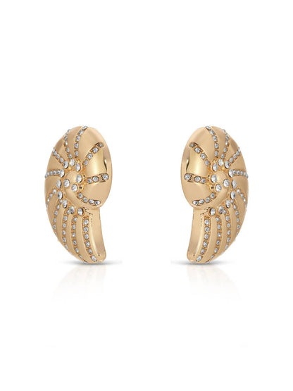 Crystal Studded Nautilus Shell Earrings