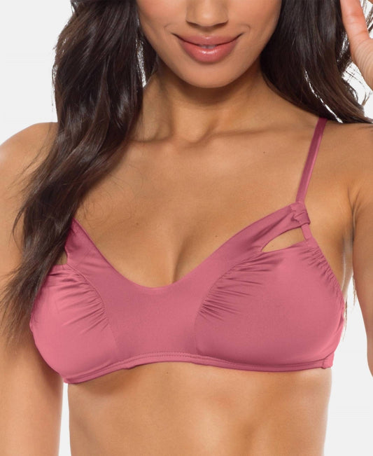 Under The Sun Ruched Cutout Bikini Top