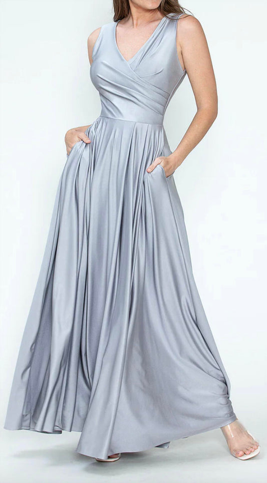 Formal Pleated Long Evening Dress