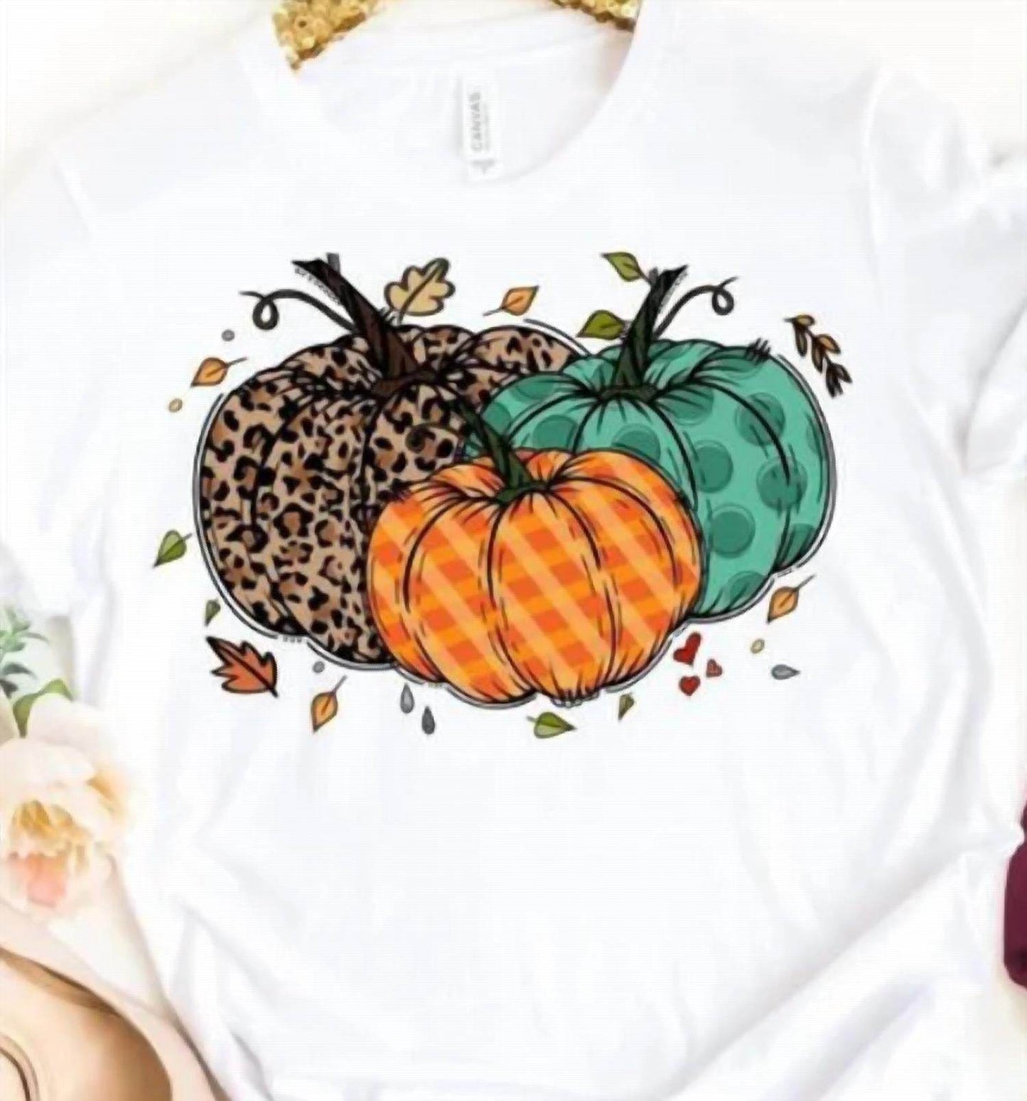 The Shirt Company - Women's Fall Pumpkin With Leaves Shirt - Rack Hunt
