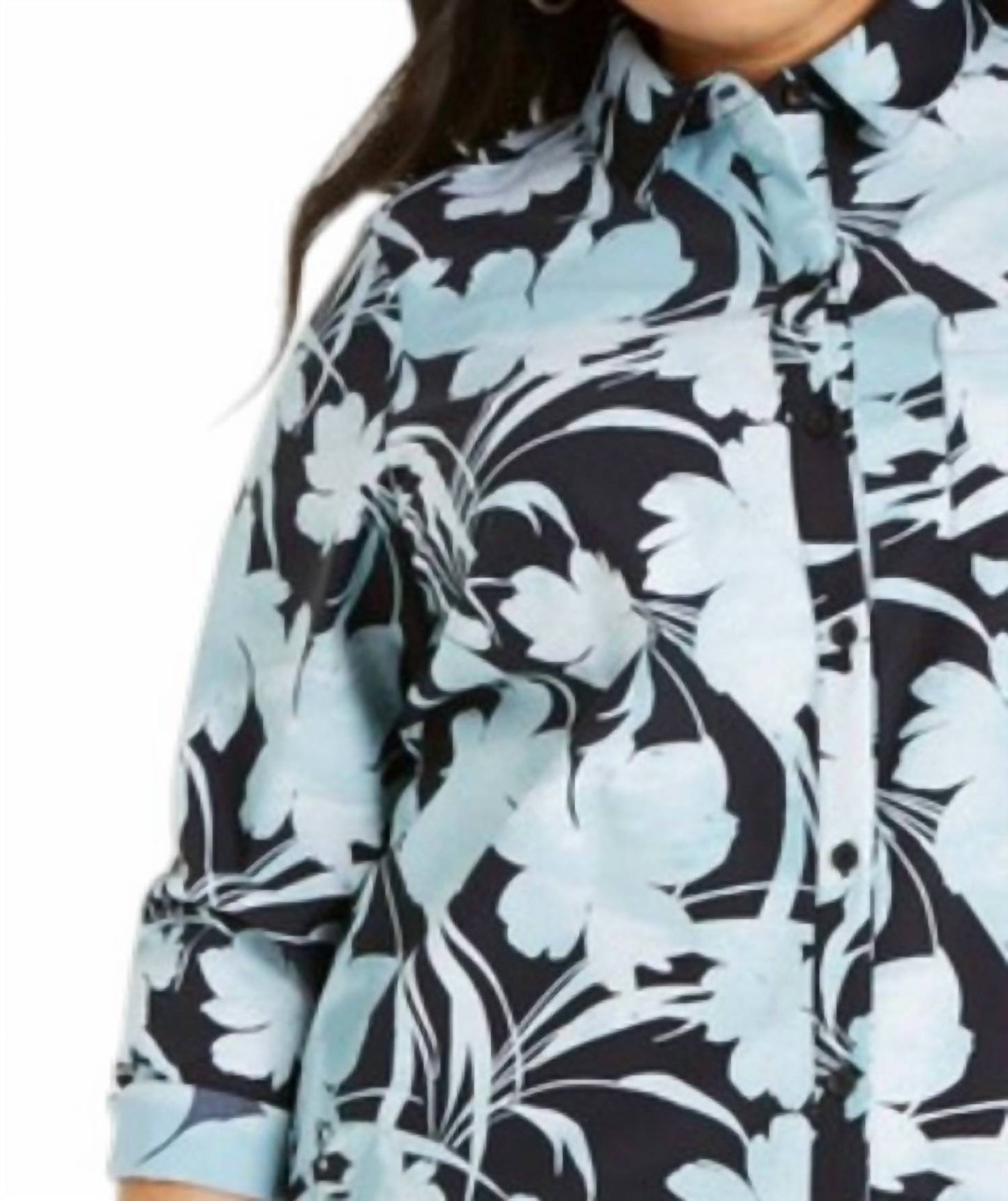 Printed Knit Boyfriend Shirt - Plus
