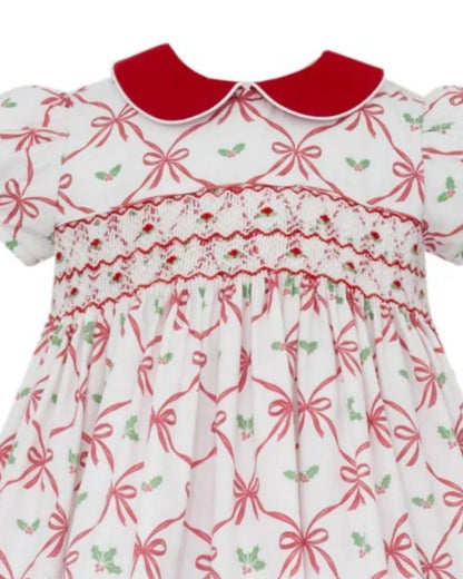 Girl's Alison Holiday Bow Print Dress