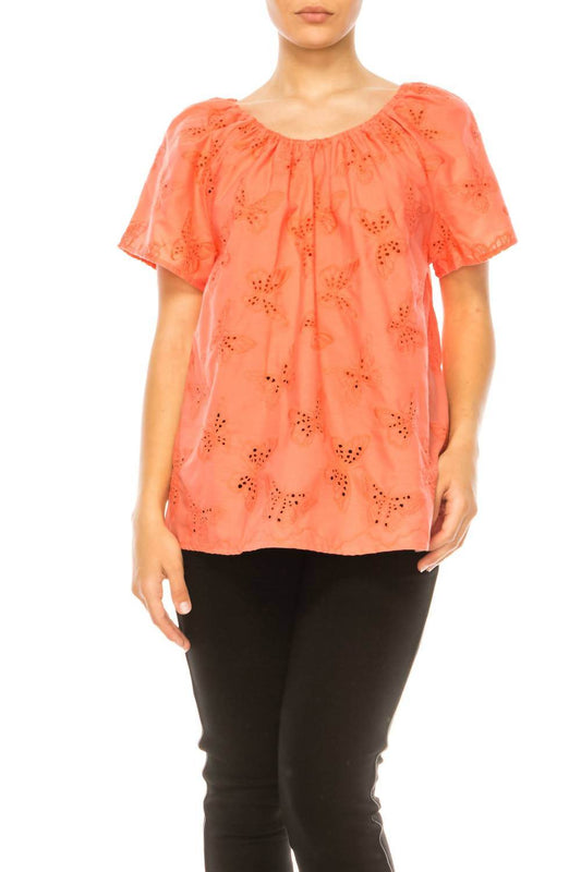 Grand & Greene - Butterfly Eyelet Short Sleeve Top - Rack Hunt -