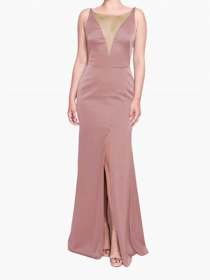 Emilia Charmeuse Deep V Gown