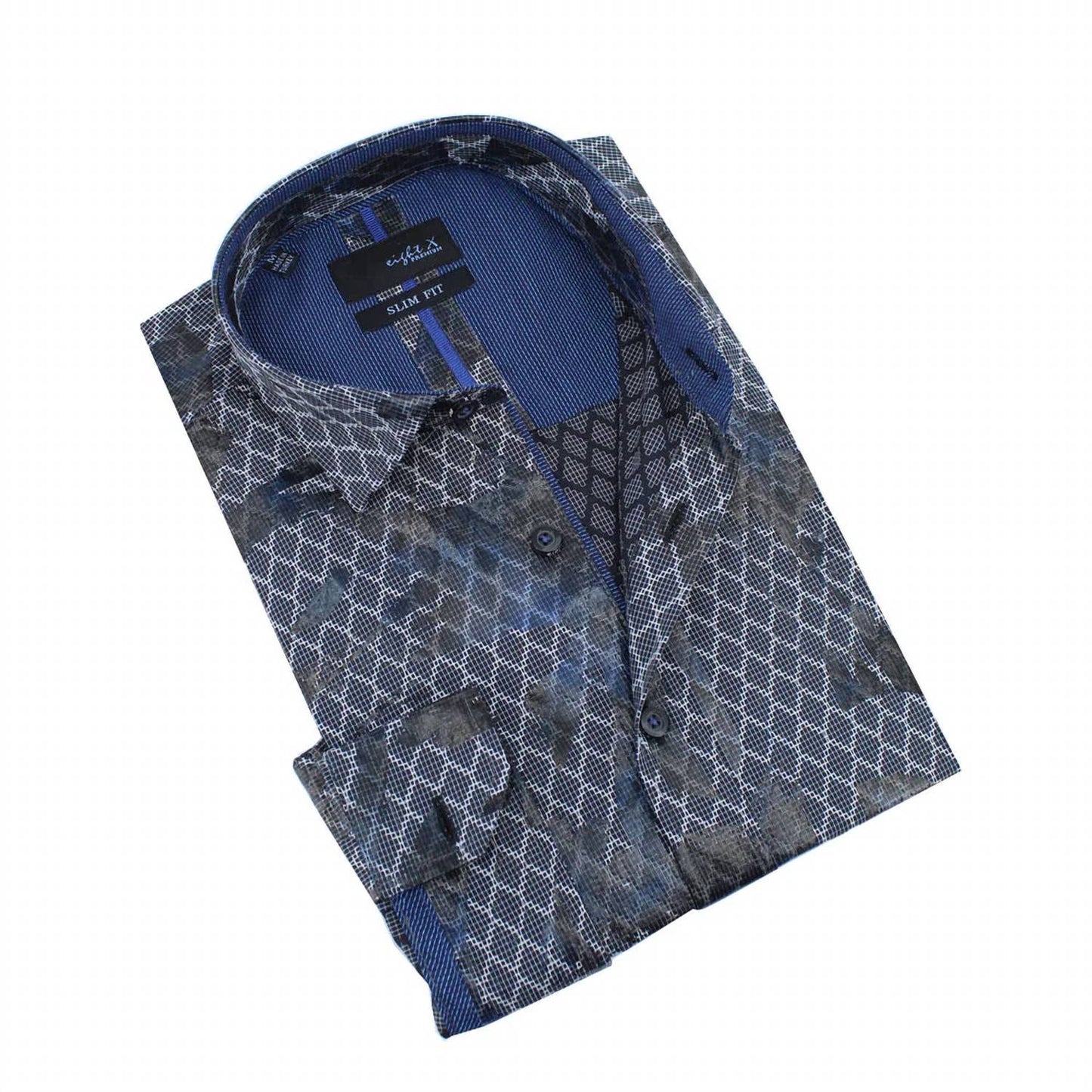 Snake Print Foil Jacquard Button Down Shirt With Trim