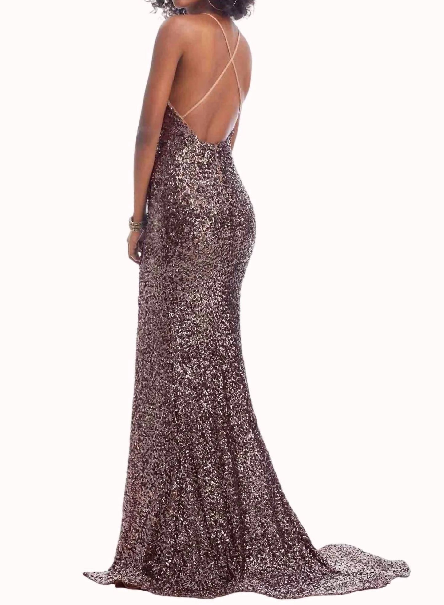 Glittery V-neckline Party Dress
