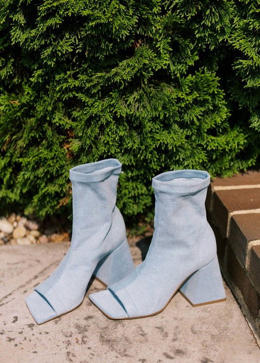 Women's Denim Open Toe Bootie