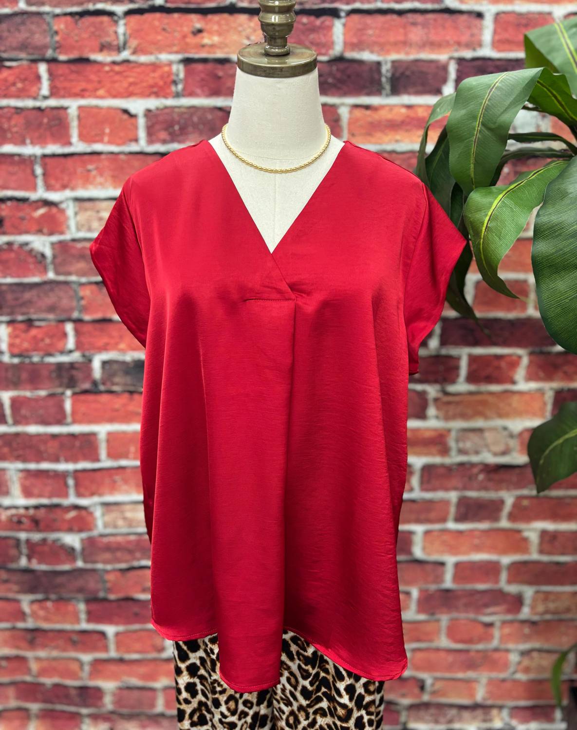 Women's Silky V-neck Everyday Blouse - Plus