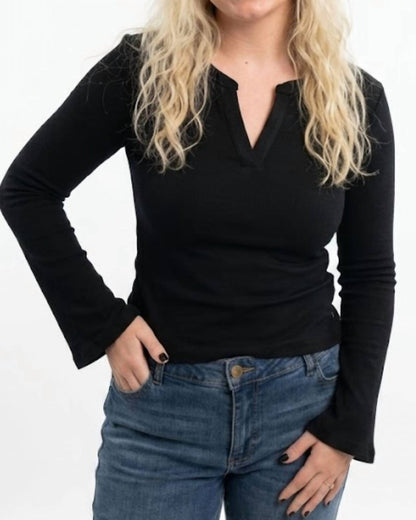 Bell Sleeve Ribbed Top