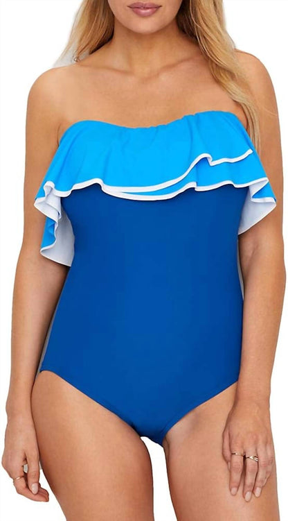 Contours Agate Ruffle Bandeau One Piece Swimsuit