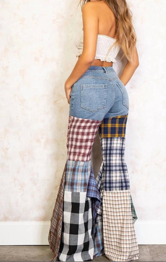 Plaid Me to my Patchwork Jeans