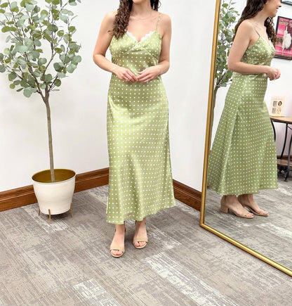 Polka Dot Satin Slip Dress