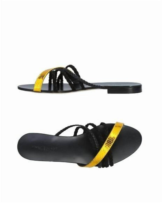 Visconti & du Réau - Women's Snake Metallic Strap Leather Flat Sandals - Rack Hunt -