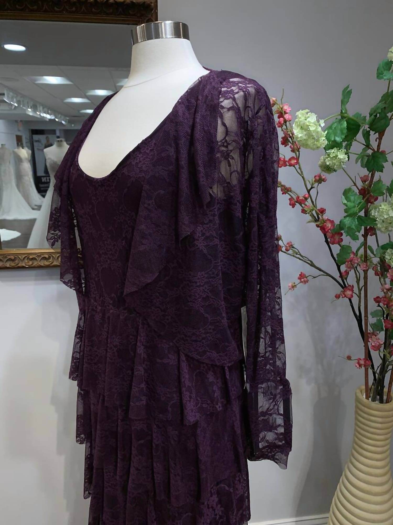 Sara Mique - Stretch Lace Long Layered Dress With Bolero - Rack Hunt