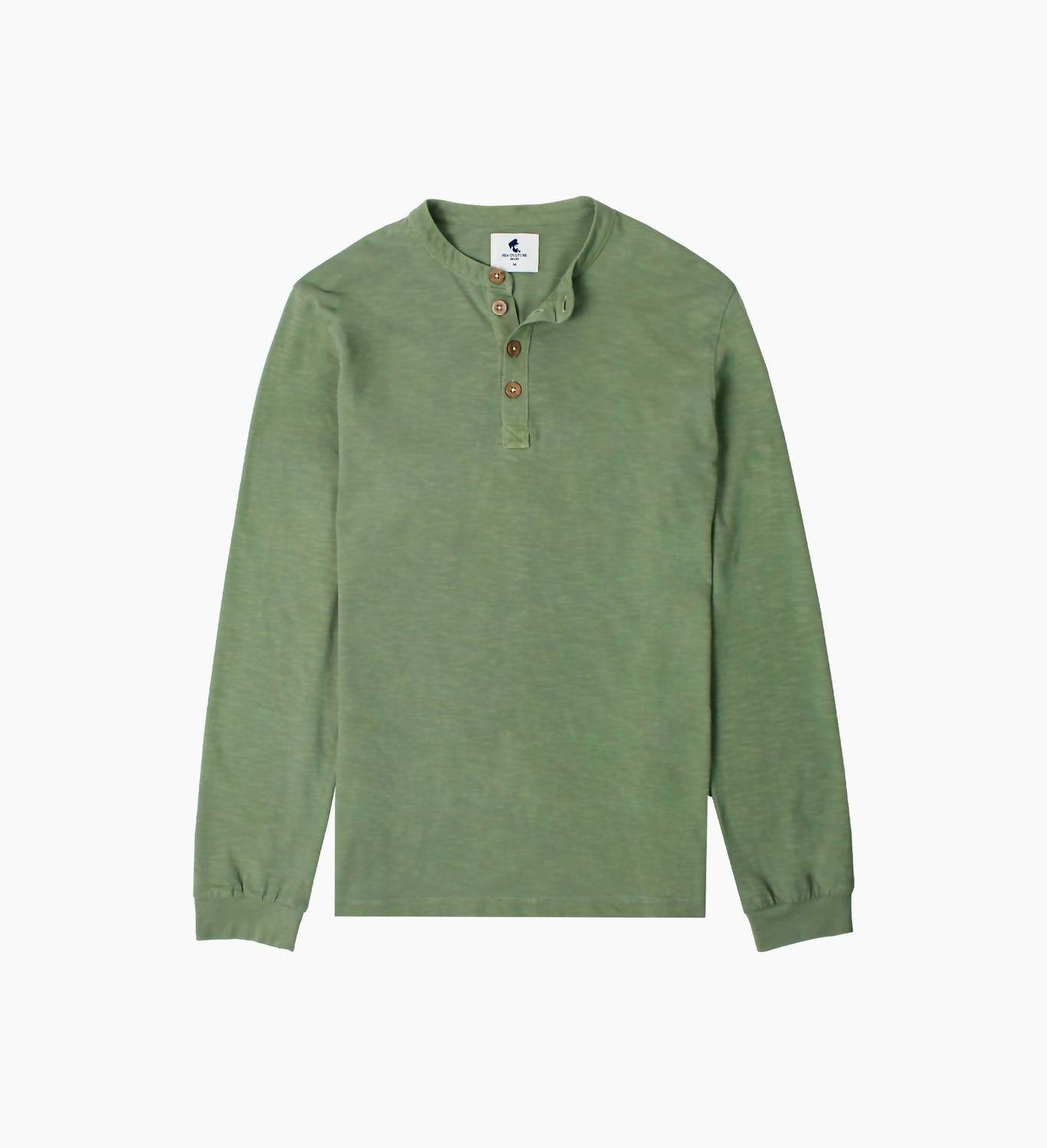 Sea Culture - Tea-dyed Long Sleeve Henley Shirt - Rack Hunt -