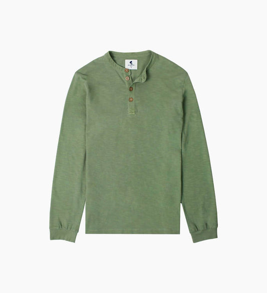 Sea Culture - Tea-dyed Long Sleeve Henley Shirt - Rack Hunt -