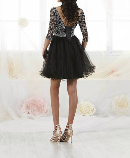Short Tulle Dress With Three Quarter Sleeve