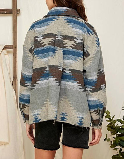 Aztec Print Shacket - Plus