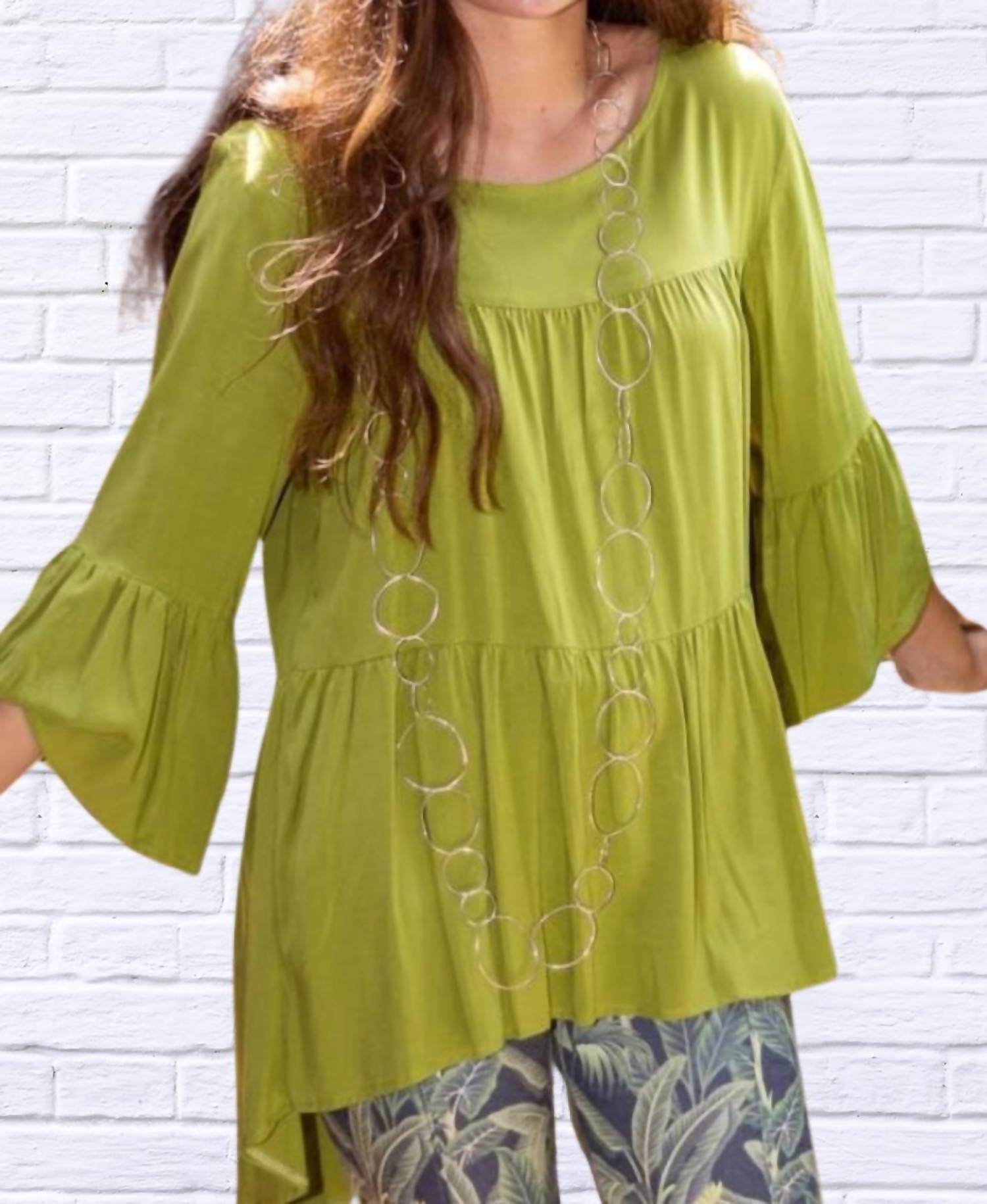 Calypso - Woven Gauged Trapeze Shirt Top - Rack Hunt -