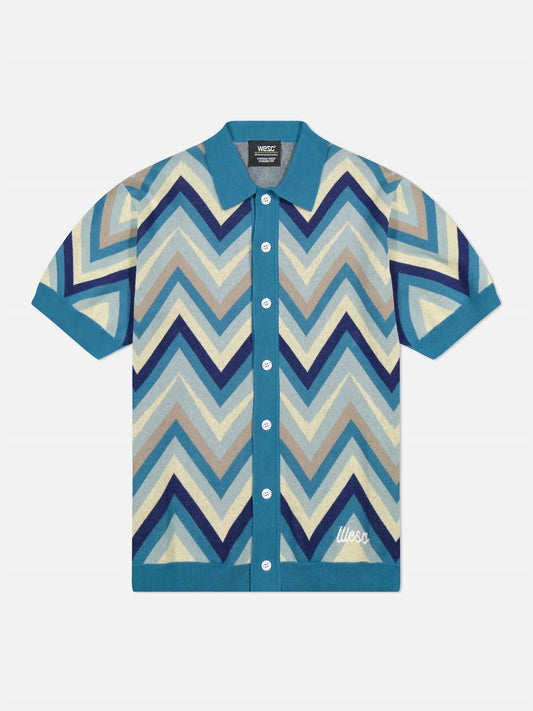 Men's Zig-zag Short Sleeve Knit Cardigan