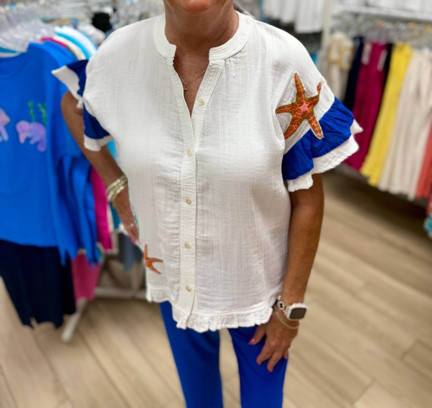 Avani Del Amour - Beach Button Down Short Sleeve Top - Rack Hunt -