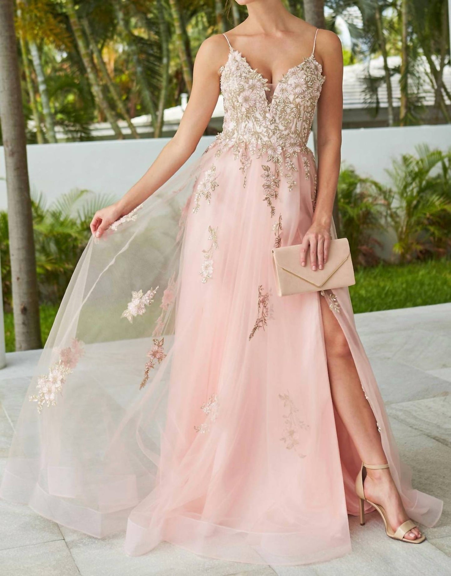 Tulle Ball Prom Gown With Slit