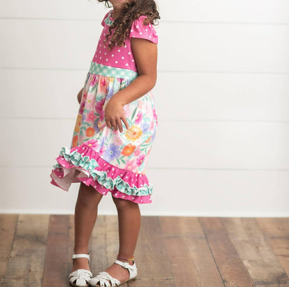 Kid's Gingham Spring Summer Ruffle Dress