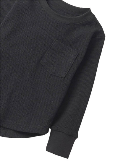 Little Bipsy Kids Waffle Top in Black - view 5