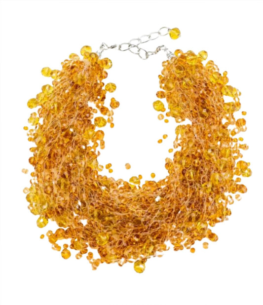 Women's Amber Crystal Bead Cluster Necklace