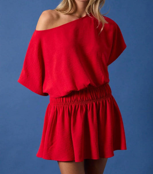 Rosa Boat Neck Cinched Mini Dress