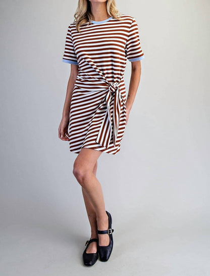 Striped Waist Tie Mini Dress