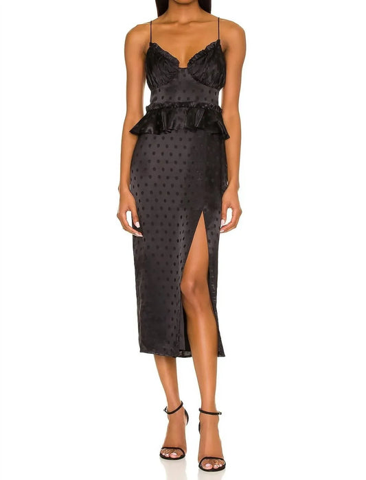 Majorelle - Marzia Pleated Bust Ruffle Trim Satin Dress - Rack Hunt