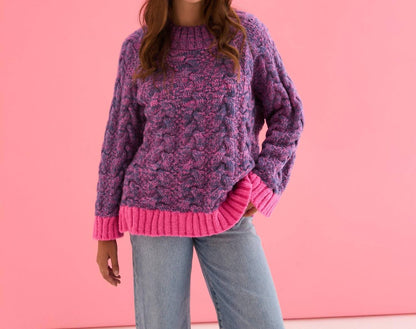 Jennie Cable Marled High Neck Balloon Sleeve Sweater