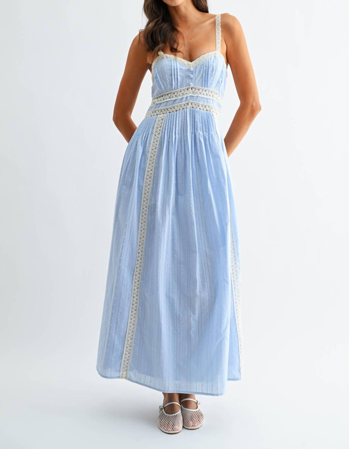 Breezy Lace Trim Maxi Sundress