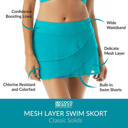Mesh Layer Ruffle Swimsuit Skort