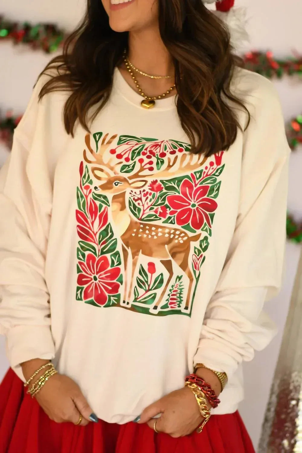 JERZEES - Floral Deer Sweatshirt - Rack Hunt