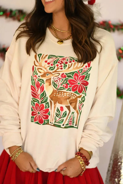 JERZEES - Floral Deer Sweatshirt - Rack Hunt